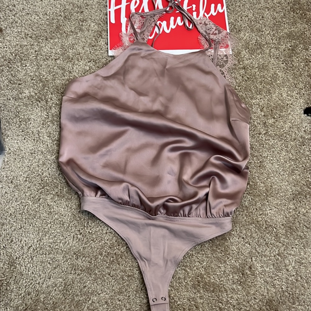 NWT Pink Abercrombie and Fitch Small Size Halter Cami with Lace Bodysuit